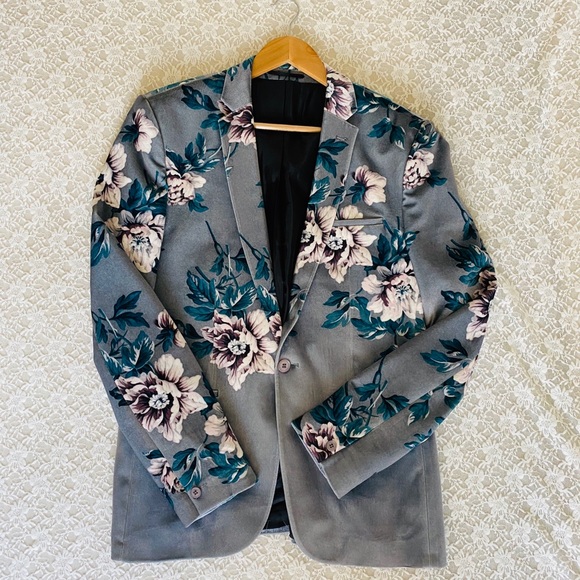 ASOS Other - Blue Floral Velvet Blazer